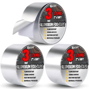 9 Pack Aluminum Foil Tape, 2" x 450 Feet Total High Temperature Tape, Seal HVAC Tape, Metal Adhesive Tape, Silver Duct Tape for Ductwork, Dryer Vent, HVAC