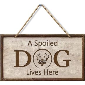 CBLdF A Spoiled Cat Lives Here Cat Lover Sign Hanging Pet Sign for Home Decorative Plaque Sweet Cat Sign with Saying Gift 8.5 X 4.5 Inches