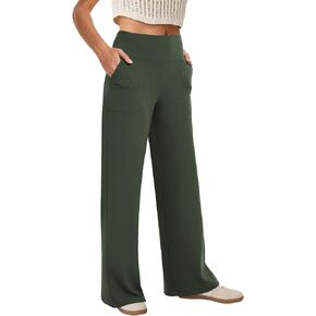 Wide Leg Pants Woman High Waist Yoga Pants with Pockets Loose Stretch Dress Work Pants Casual Lounge Sweatpants