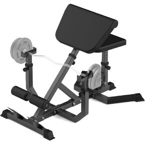 2-In-1 Roman Chair & Preacher Curl Bench Multi-Function Heavy-Duty Hyperextension Bench for Home With Adjustable Height for Arms, Ab, Back, Glute & Leg Extension Exercise Equipment, Black