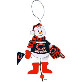 NFL Chicago Bears Wooden Cheering Snowman Ornament
