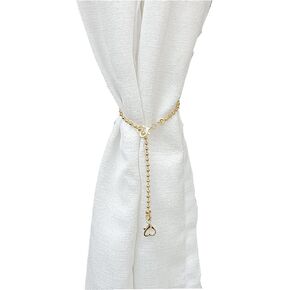 2-Pack Metal Chains Curtain Tiebacks （ Gold | Belt Buckles Punk Style Home Office Decorative Drapery Holdbacks