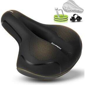 Bike Seat for Men Women, Bike Saddle with Dual Shock Absorbing Ball Memory Foam, Comfortable Bicycle Seat Cushion Compatible with Peloton Seat Cushion Exercise Bike, 350 lbs Capacity