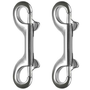 Double Ended Bolt Snap Hooks - Double End Scuba Diving Clips - 3.5 Inch 316 Marine Grade Metal Clips for Diving, Dog Leash, Horse Tack, Feed Buckets（2PCS,90MM)