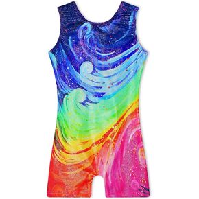 TENVDA Girls Leotards for Gymnastics Outfit Size 3t 4t Sparkle Neon Pink Hearts Print Sleeveless Toddler Kids Biketard Unitard