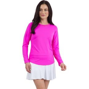 IBKUL Women's Sun Protective UPF 50+ Cooling Long Sleeve Crew Neck with Mesh - 83000 Hot Pink Solid