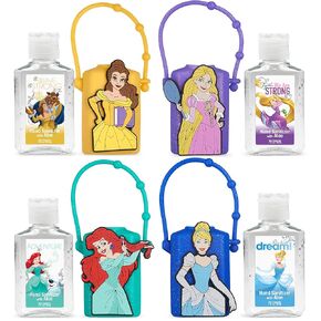 Disney Store Princess Hand Sanitizer Holder Set - Pack of 4, Travel Size, Refillable and Portable Sanitizers w/Holders and Clip