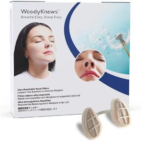 WoodyKnows 3 Ultra-Breathable Nasal Filters with 12 Pairs of Replacement Filters, Seasonal and dust Allergies aid (Round, Large, 3 Filters+12 Replacements)