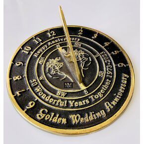NauticalMart 50th Golden Wedding Anniversary Sundial Gift Heavy Duty Brass Home Decor Or Garden Present Idea for Parents, Grandparents, Friends, Couples 50 Years Marriage (6 Inches 2023)