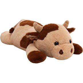 25.6 inch 5 lbs Cow Weighted Stuffed Animals, Large Weighted Plush Animal, Cute Plush Toy Pillow, Soft Kawaii Plushie Gifts for Adults, Kids, Boys and Girls(Off-White)