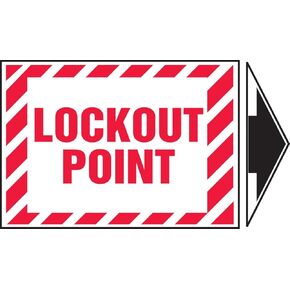 Accuform LLKT530XVE Adhesive Dura-Vinyl Safety Label, Legend "Lockout Point" with Arrow, 3.5" Length x 5" Width, Red on White