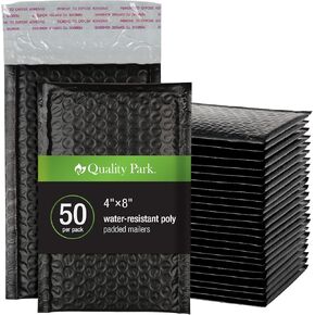 رسائل بريدية فقاعية من Quality Park، 4 × 8 أظرف شحن، ذاتية الغلق، أظرف مبطنة باللون الأبيض المتين، إغلاق قابل للتقشير بشريط Redi، 50 لكل صندوق (QUA85929)