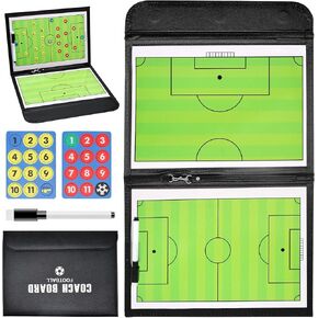 Soccer Coaching Board,Football Coaches Clipboard Tactical Magnetic Board Kit Foldable Portable Strategy Coach Board with Dry Erase Marker Pen and Zipper Bag for Gift Training