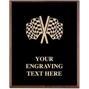 Crown Awards Racing Plaques, Custom Engraved Race Flags Driving Trophy Plaque Award, Great Customizable Checkered Flag Gift Prime