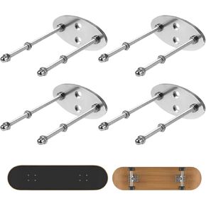 4 Packs Skateboard Deck Wall Mounts, Electroplated Iron Skateboard Hanger Skate Deck Display Wall Mount Rack with Two Screw Holes for Skate Deck Storage Horizontal and Decor Floats Vertically