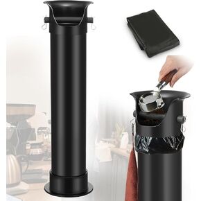 CURTA Espresso Coffee Knock Box with Garbage Bags(25Pcs), Commercial Knock Box for Coffee Grounds, Coffee Shop Kitchen Bar, Black