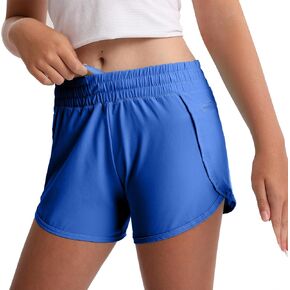 Aurefin Girls Athletic Shorts with Zip Pockets, Teen Kids Quick Dry Running Shorts Lightweight Workout Sports Active shorts