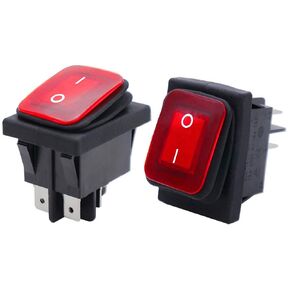 Twidec/2Pcs Waterproof DC12V Rocker Toggle Switch Green LED Light Illuminated 16A 4 Pins 2 Position ON/Off DPST Boat Or Car KCD2-201N-2-W-G