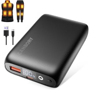 7.4v Battery Pack for Heated Jacket, 16000mAh DC 3.5mm/4mm Power Bank for Heated Vest with LED Display, 3 in 1 DC/USB/Type-C Output for Heated Clothing, Vestsm Jackets, Coats, Pants and Phones