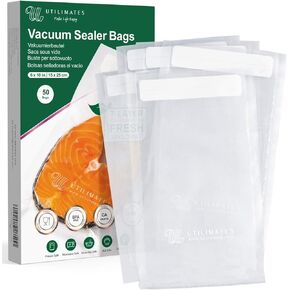 Pint Vacuum Sealer Bags for Food, 6x10 Inch 50, Preprinted Label, BPA-free Puncture Prevention Heavy Duty Small Vacuum Seal Bags for Food, Ideal for Food Saver, Freezer Bags, or Sous Vide