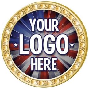 Custom Logo Gold Twinkler Insert Pins, 1.4" Round Upload Your Own Logo Pin, Personalize Now 50 Pack Prime
