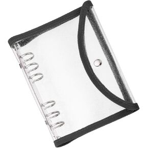 PATIKIL A6 Clear Binder Covers, Soft PVC Bling Loose Leaf Binder Protector Refillable Notebook Shell with Snap Button Closure for DIY Meeting Notebook Folder, Red
