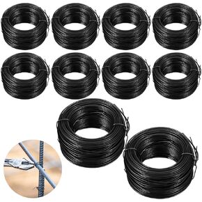 Cunno 10 Roll Rebar Tie Wire 16 Gauge Bailing Wire Roll Rebar Tie Tool Annealed Wire Multi Purpose Flexible Tie Wire Reel for Securing Rebar Home Decoration Industrial Tool, Total 984 Feet (Black)