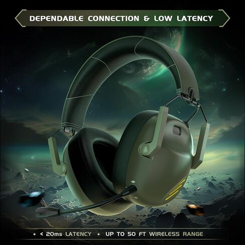 Wireless Gaming Headset for PS5, PS4, PC, Mac, Nintendo Switch, Bluetooth 5.3 Gaming Headsets Wireless with Noise Canceling Microphone, 50H Battery, ONLY 3.5mm Wired Mode for Xbox Series - Black in Saudi Arabia