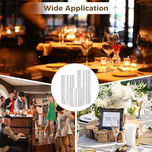 18 PCS Ribbed Hurricane Glass Candle Holders Bulk - Transparent Cylinder Candle Holders for Pillar Candles, Decorative Candle Hurricane Vases for Centerpieces Wedding Table Decorations in Saudi Arabia