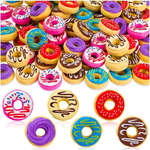 Donut Erasers for Kids, 50PCS 3D Cute Food Mini Eraser, 3D Novelty Pencil Erasers for Candy Party Favor Kids Gift Filling and Art Supplies in Saudi Arabia