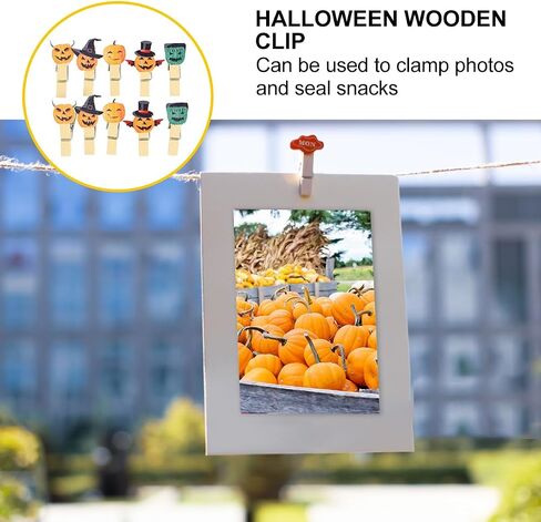 PRETYZOOM 120pcs Halloween Picture Clip, Small Wooden Clothpins, Halloween Pumpkin Shaped Photo Clips, Memo Clips, Halloween Clothpins for Craft Halloween Party Supplies in Saudi Arabia