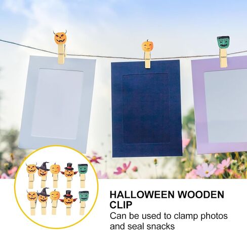 PRETYZOOM 120pcs Halloween Picture Clip, Small Wooden Clothpins, Halloween Pumpkin Shaped Photo Clips, Memo Clips, Halloween Clothpins for Craft Halloween Party Supplies in Saudi Arabia