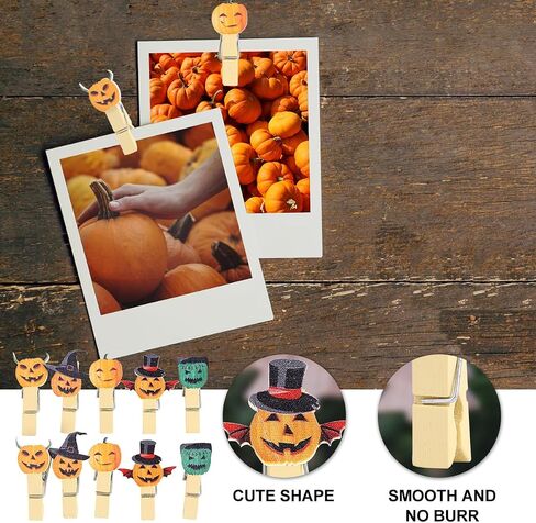 PRETYZOOM 120pcs Halloween Picture Clip, Small Wooden Clothpins, Halloween Pumpkin Shaped Photo Clips, Memo Clips, Halloween Clothpins for Craft Halloween Party Supplies in Saudi Arabia