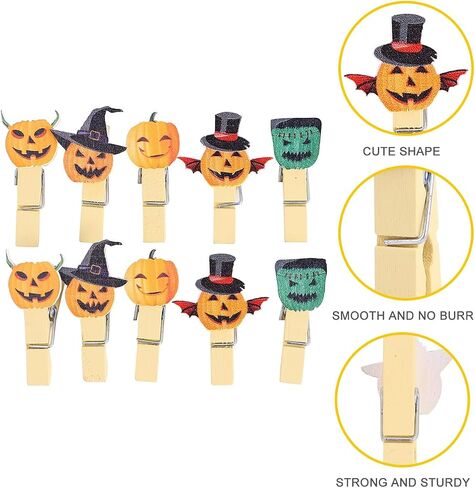PRETYZOOM 120pcs Halloween Picture Clip, Small Wooden Clothpins, Halloween Pumpkin Shaped Photo Clips, Memo Clips, Halloween Clothpins for Craft Halloween Party Supplies in Saudi Arabia
