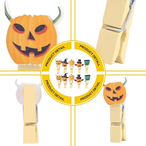 PRETYZOOM 120pcs Halloween Picture Clip, Small Wooden Clothpins, Halloween Pumpkin Shaped Photo Clips, Memo Clips, Halloween Clothpins for Craft Halloween Party Supplies in Saudi Arabia