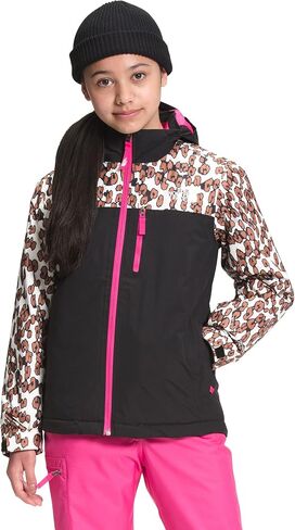 THE NORTH FACE Snowquest Plus Insulated Kids Jacket Pinecone Brown Leopard Print Sz L in Saudi Arabia