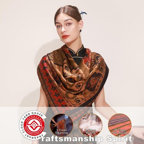 DANA XU Fragrant Cloud Yarn Silk Scarf 42 * 42 inches Large Square Lightweight Shawl & Wraps For Women in Saudi Arabia