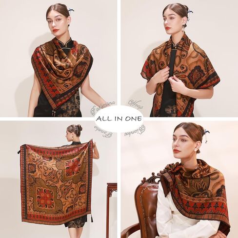 DANA XU Fragrant Cloud Yarn Silk Scarf 42 * 42 inches Large Square Lightweight Shawl & Wraps For Women in Saudi Arabia