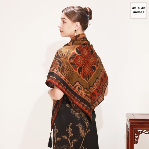 DANA XU Fragrant Cloud Yarn Silk Scarf 42 * 42 inches Large Square Lightweight Shawl & Wraps For Women in Saudi Arabia