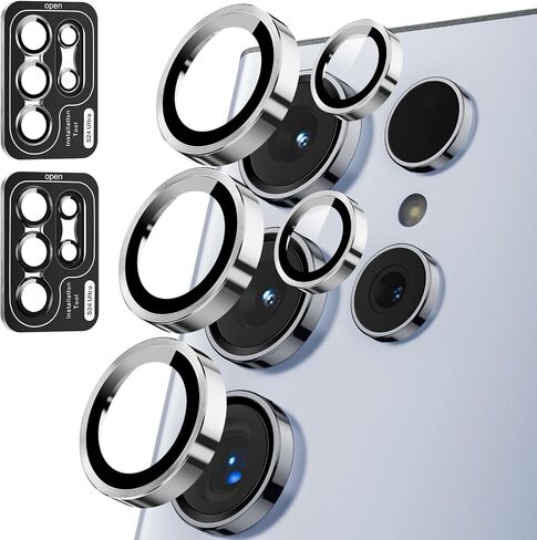 Camera Lens Screen Protector Designed for Galaxy S24 Ultra, Ultra-Thin Tempered Glass Individual Aluminum Alloy Ring Lens Cover for Galaxy S24 Ultra Accessories, 1 Set in Saudi Arabia