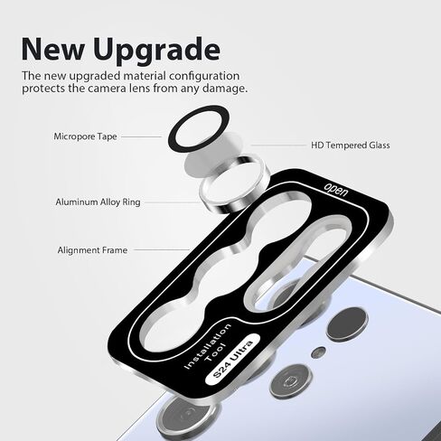 Camera Lens Screen Protector Designed for Galaxy S24 Ultra, Ultra-Thin Tempered Glass Individual Aluminum Alloy Ring Lens Cover for Galaxy S24 Ultra Accessories, 1 Set in Saudi Arabia