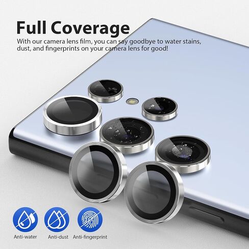 Camera Lens Screen Protector Designed for Galaxy S24 Ultra, Ultra-Thin Tempered Glass Individual Aluminum Alloy Ring Lens Cover for Galaxy S24 Ultra Accessories, 1 Set in Saudi Arabia