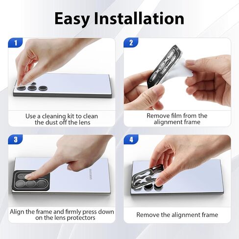 Camera Lens Screen Protector Designed for Galaxy S24 Ultra, Ultra-Thin Tempered Glass Individual Aluminum Alloy Ring Lens Cover for Galaxy S24 Ultra Accessories, 1 Set in Saudi Arabia