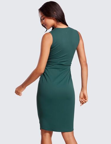 CRZ YOGA Butterluxe Summer Midi Dresses for Women Ruched Bodycon Sleeveless Tank Pencil Dress Cocktail Party Work Casual in Saudi Arabia