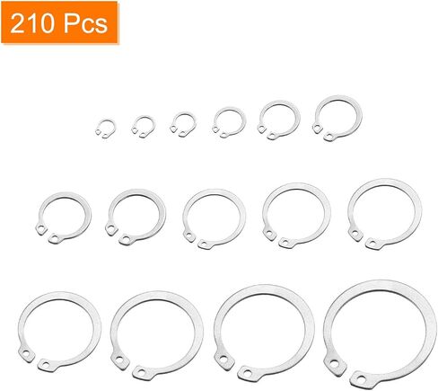 uxcell 225 Pcs External Retaining Rings, 15 Sizes 304 Stainless Steel External Circlip Snap Rings Assortment Kits Round Wire Snap Rings for Valves Electrical Appliances in Saudi Arabia