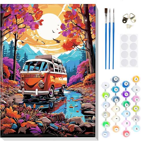MOGTAA Framed Paint by Number Kits for Adults Beginners, Tree Paint by Number for Adults on Canvas Framed, DIY Oil Painting Kits Art Crafts with Wooden Frame(12x16inch) in Saudi Arabia