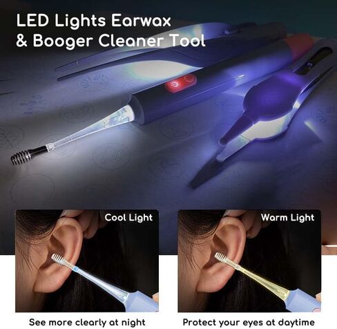 Ear Wax Removal Kit with LED Lights, 4 Pack Earwax Cleaner Tool for Kids and Adults, Built-in USB Ear Wax Removal Tool with Storage Box, Earwax Spoon Digger Gift Set (Green) in Saudi Arabia