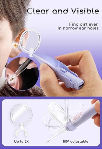 Ear Wax Removal Kit with LED Lights, 4 Pack Earwax Cleaner Tool for Kids and Adults, Built-in USB Ear Wax Removal Tool with Storage Box, Earwax Spoon Digger Gift Set (Green) in Saudi Arabia