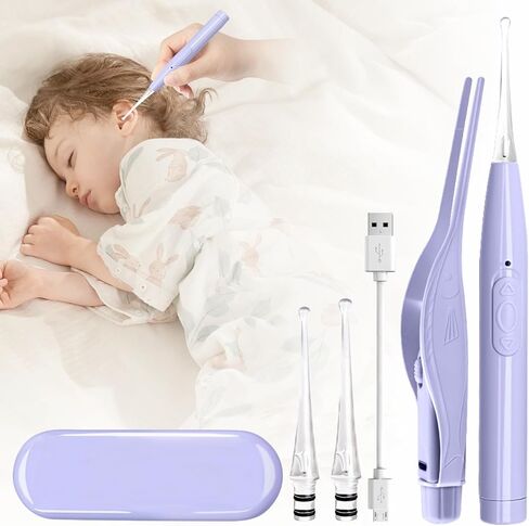 Ear Wax Removal Kit with LED Lights, 4 Pack Earwax Cleaner Tool for Kids and Adults, Built-in USB Ear Wax Removal Tool with Storage Box, Earwax Spoon Digger Gift Set (Green) in Saudi Arabia