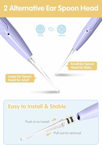 Ear Wax Removal Kit with LED Lights, 4 Pack Earwax Cleaner Tool for Kids and Adults, Built-in USB Ear Wax Removal Tool with Storage Box, Earwax Spoon Digger Gift Set (Green) in Saudi Arabia